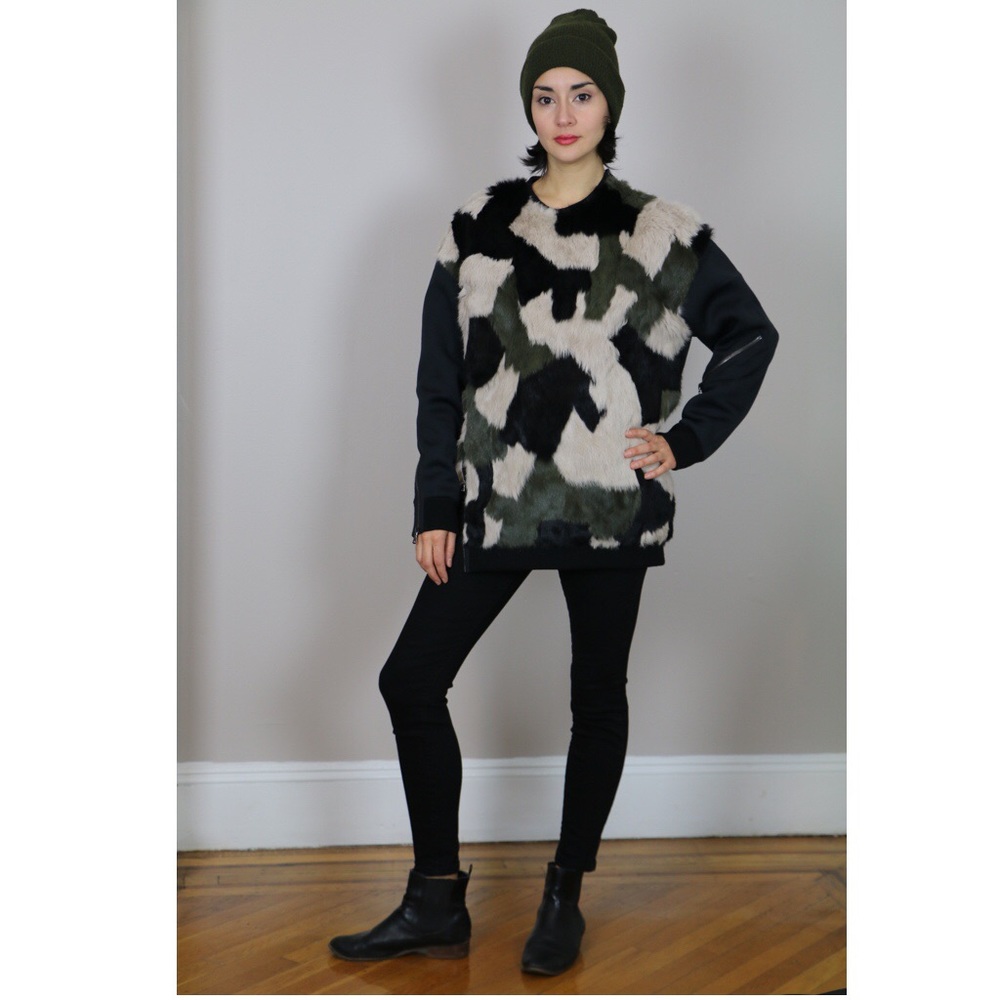 3.1 PHILLIP LIM Patchwork Rabbit Fur Pullover - Picture 2 of 8